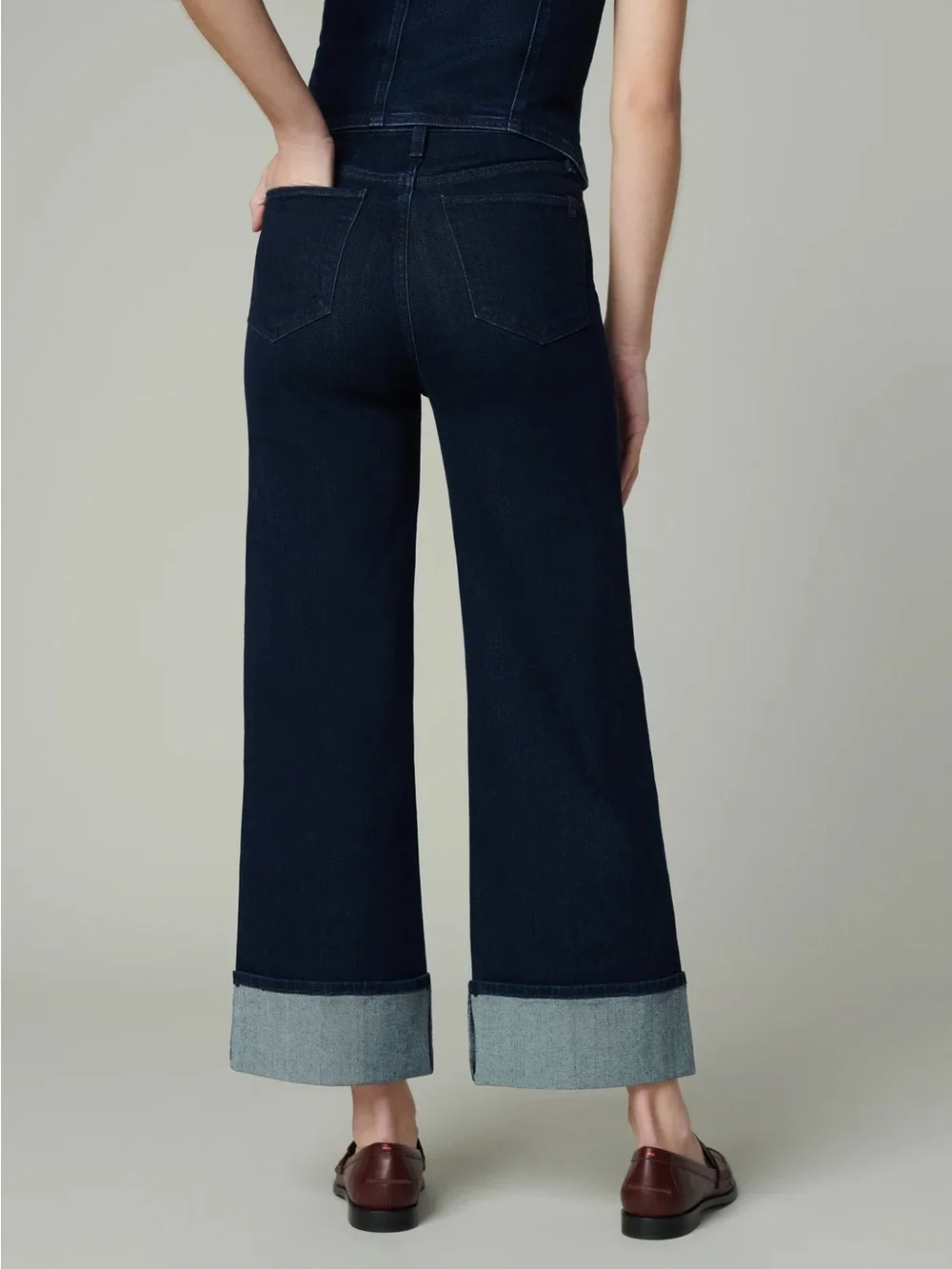 Joe’s Jeans Dark Wash High Rise Wide Leg Cuffed Jeans Size 24